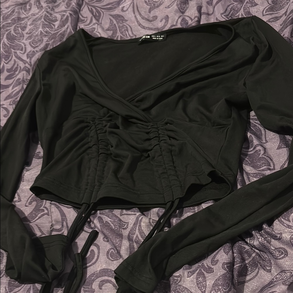 Stylish Black Ruched Women's Top